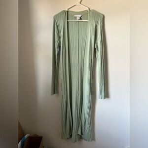 House of Harlow 1960  Mint Green Long Ribbed Tie Up Cardigan